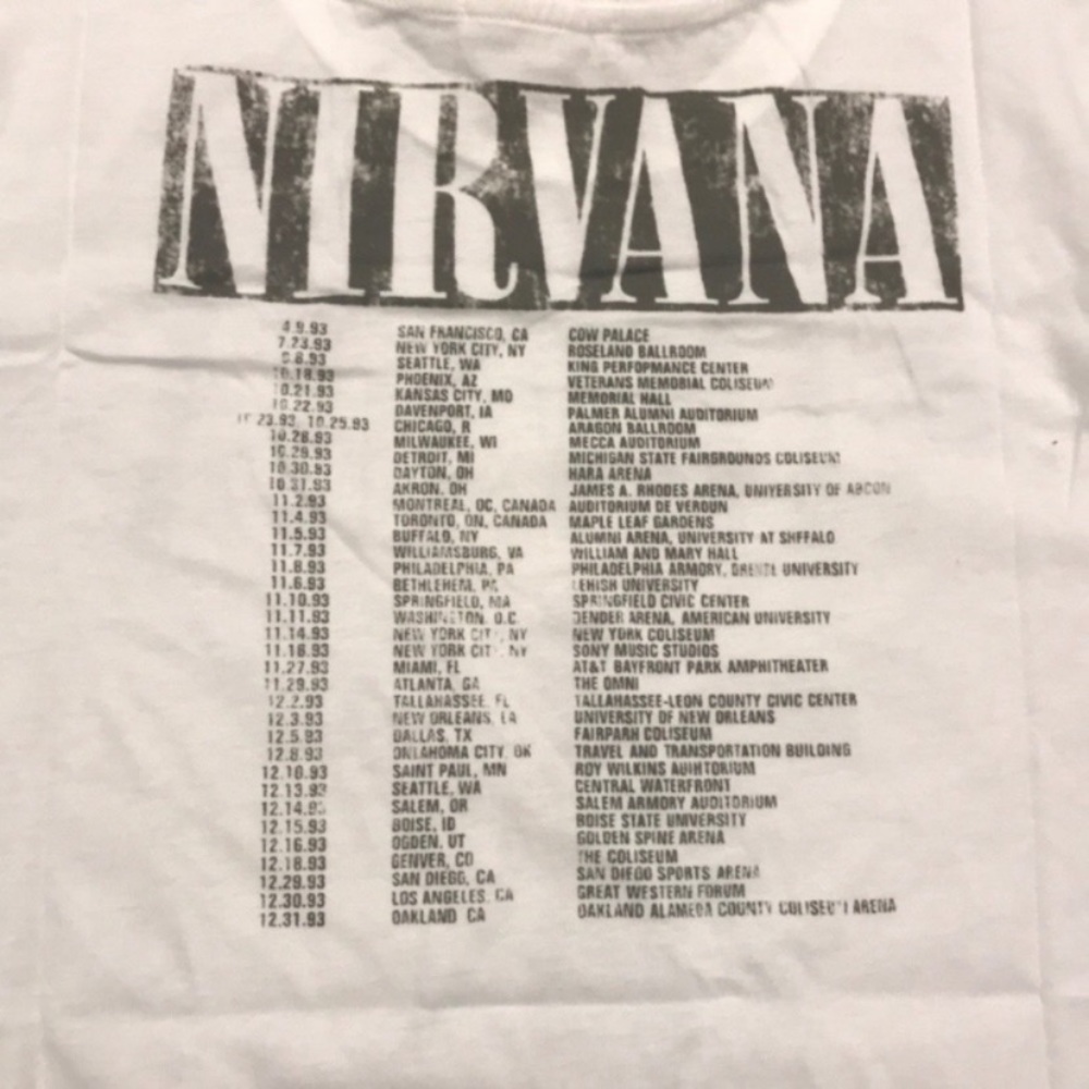 SOLD OUT White Nirvana Vintage Concert Band Graphic T-Shirt - Picture 6 of 7